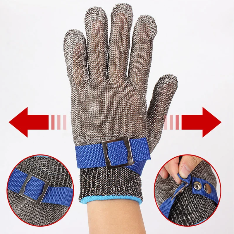 Acheter Gants Anti-coupure, sécurité, résistant aux coupures, aux coups de  couteau, en fil d'acier inoxydable, maille métallique, boucher de cuisine