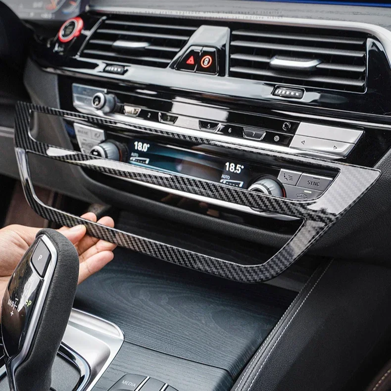 BMW 5 시리즈 G30 G38 2018-2023 카본 파이버 센터 콘솔 대시보드 패널 커버 트림 스티커 인테리어 튜닝 액세서리