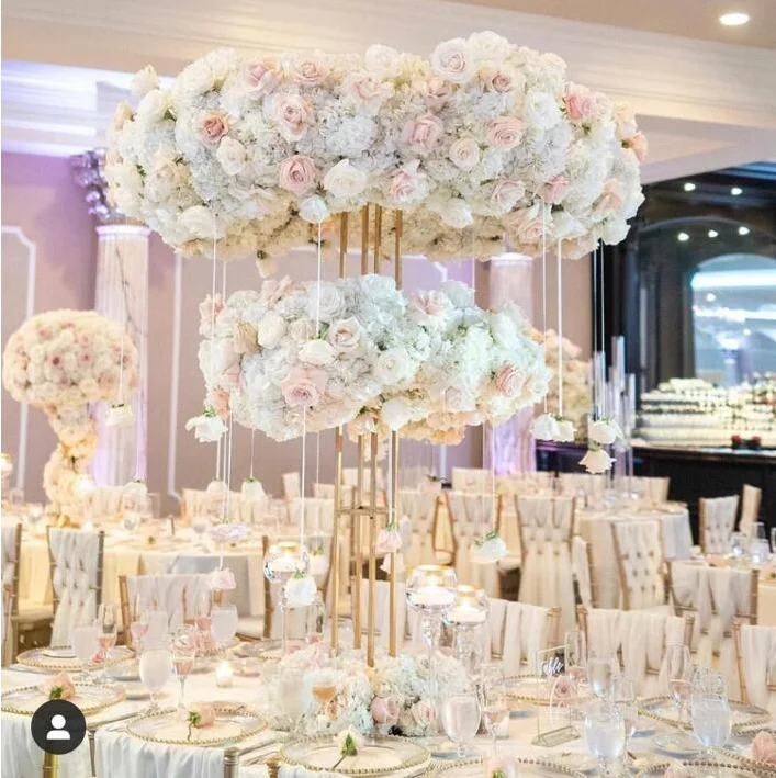 Hot new double layer flower stand flower arrangement for wedding centerpieces high tall centerpieces