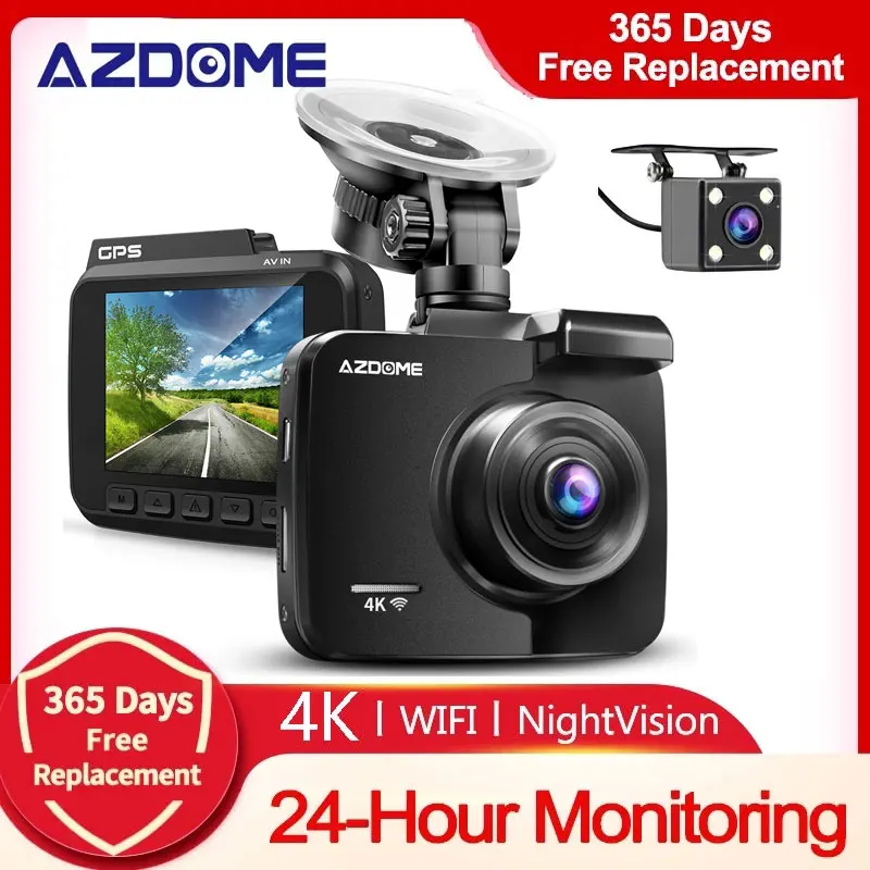 

AZDOME GS63H Dash Cam Dual Lens Ultra HD Real 4K Car DVR Camera WIFI GPS Rear View Night Vision WDR Video Recorder 24H Parking