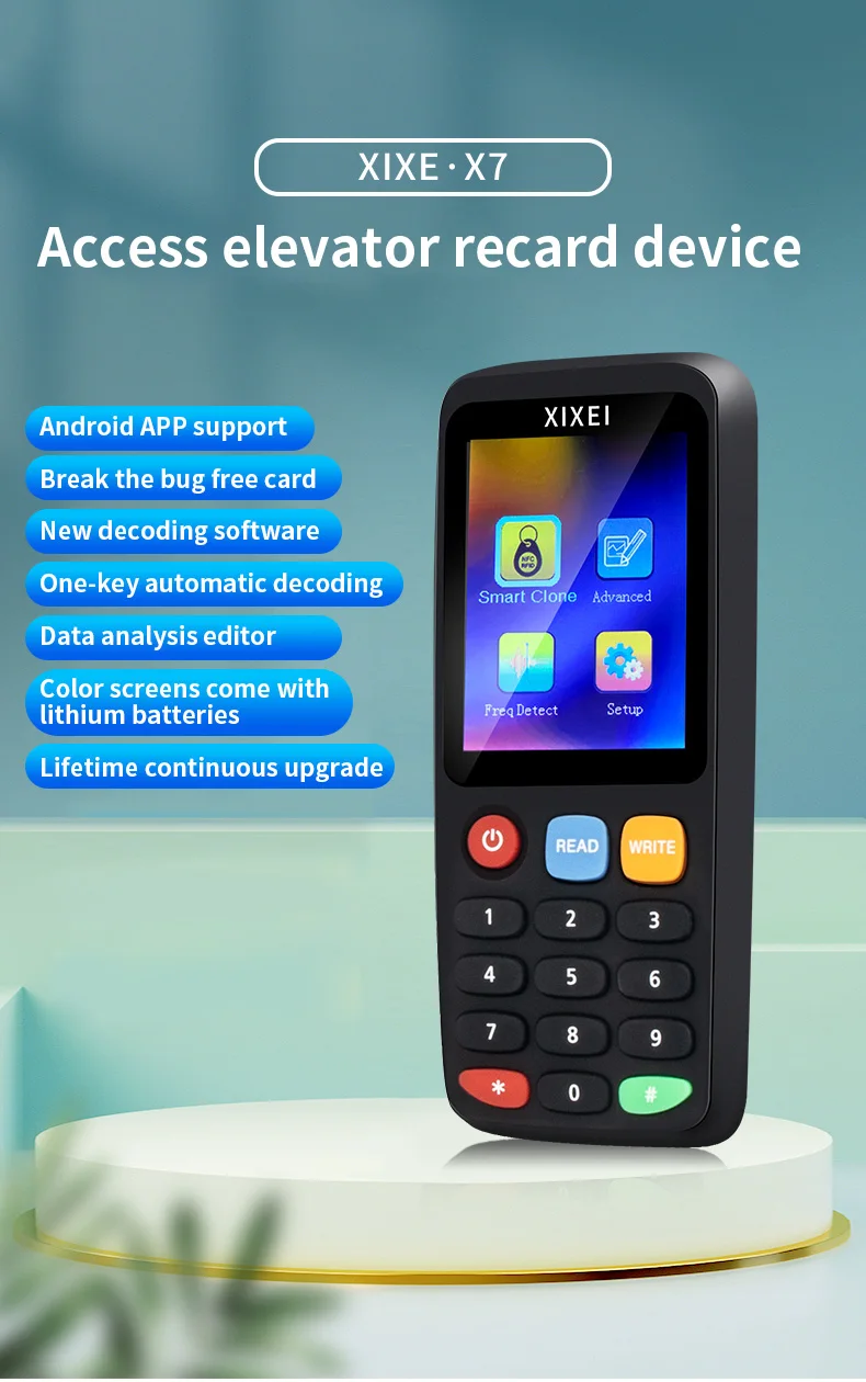 XIXEI X7 NFC Lector de copiadora de tarjetas RFID para lectura y escritura de múltiples frecuencias (5 tarjetas regrabables, 5 llaveros UID, 5 llaveros T5577