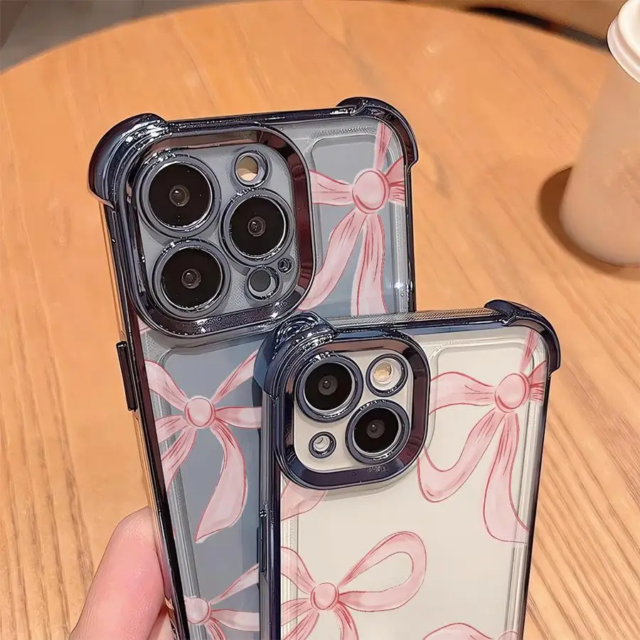 Pink Bow Clear Cover Phone Case