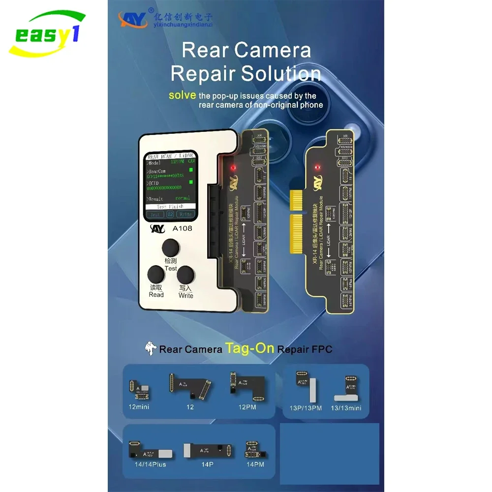

AY A108 Tag-On Camera Board Non-Removal Repair FPC Flex For iPhone 12-14 Pro Max Mini Camera Repair Cable Solve POP-UP Problem