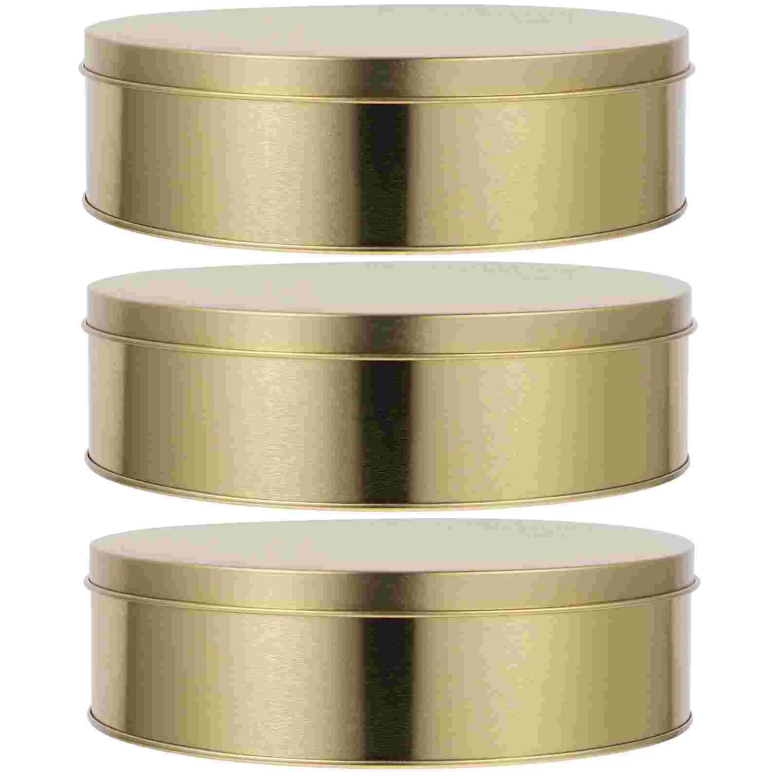 

3pcs Holiday Cookie Tin Tinplate Candy Box Empty Tin Round Metal Gift Box Party Favor Box