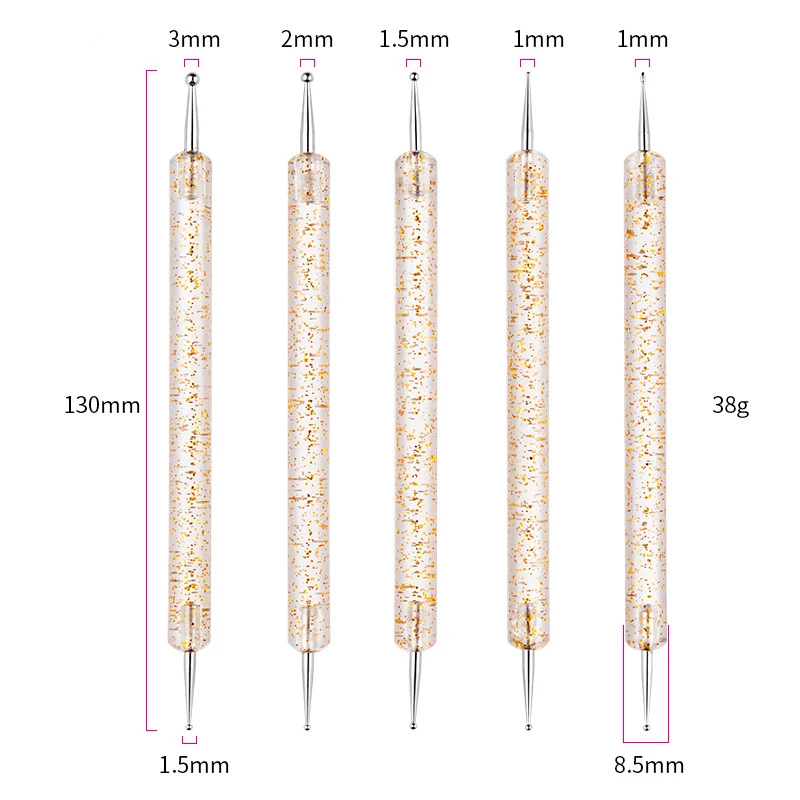 5pcs Professional Nail Art Brushes Kit Classic Acrylic Liner Dotting Drawing Pen With Plastic Handle For Manicure Design Tool 6