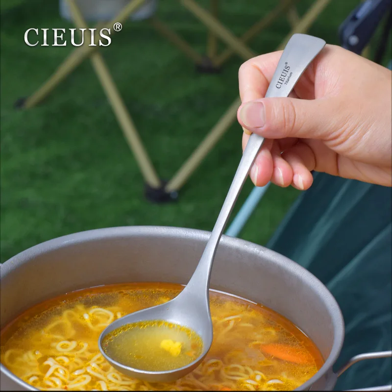 Titanium Soup Spoon Camping Supplies Rice Scoop Tableware Cookware Long