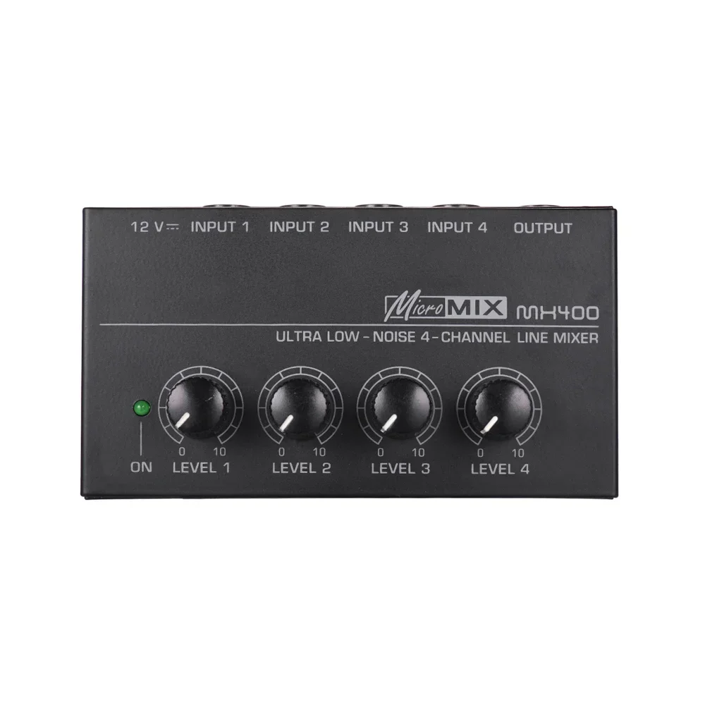 Ultra-compact Low Noise 4 Channels Sound Mixer with Power Adapter High Quality Line Mono Audio Mixer MX400