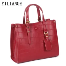

Real cowhide crocodile pattern shoulder bag European and American Retro handbags women bags Embossed crossbody bags for women