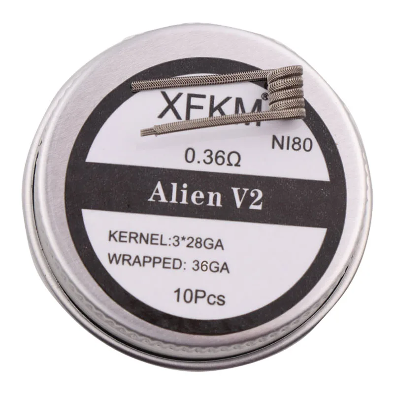 NEW XFKM NI80/A1/SS316L 10pcs/lot Prebuilt Coil ALIEN V2 wire coils Heating Resistance Wire fused clapton coils