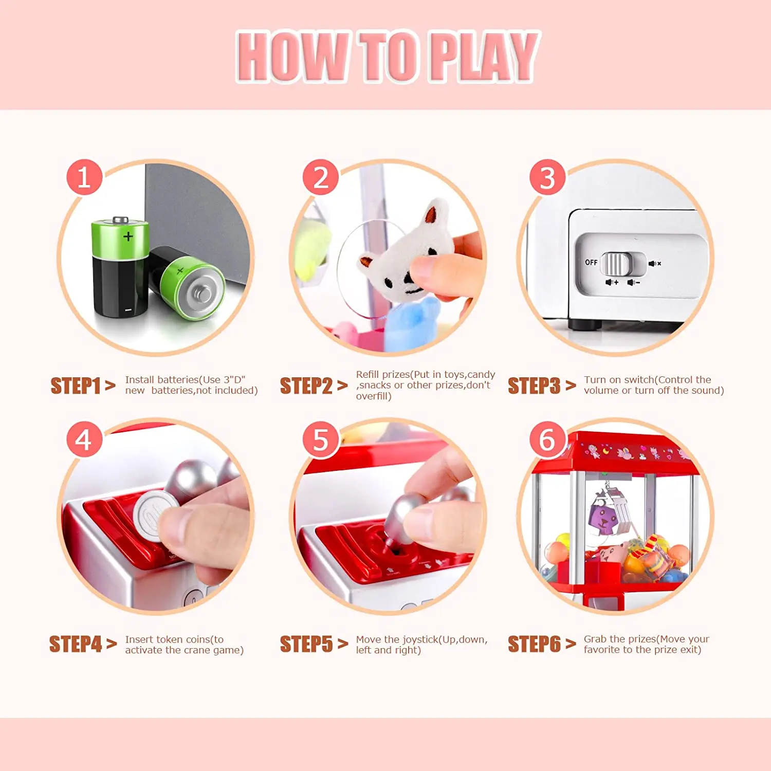 Claw Machine Candy Grabber Prize Dispenser Vending Machine Arcade Game Machines for Home Party Birthday Gifts Boys Girls Toys 4