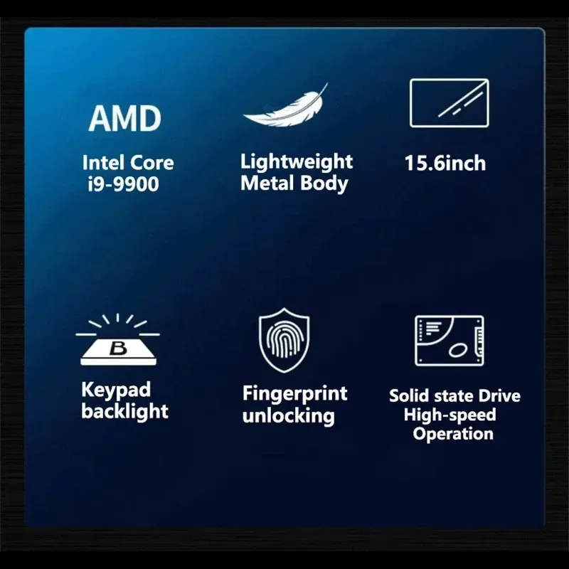 울트라 슬림 윈도우 11 노트북 컴퓨터 15.6인치 32GB 램 512GB 1TB SSD 인텔 I9-9900 게이밍 노트북 1920*1080 사무용 컴퓨터 PC