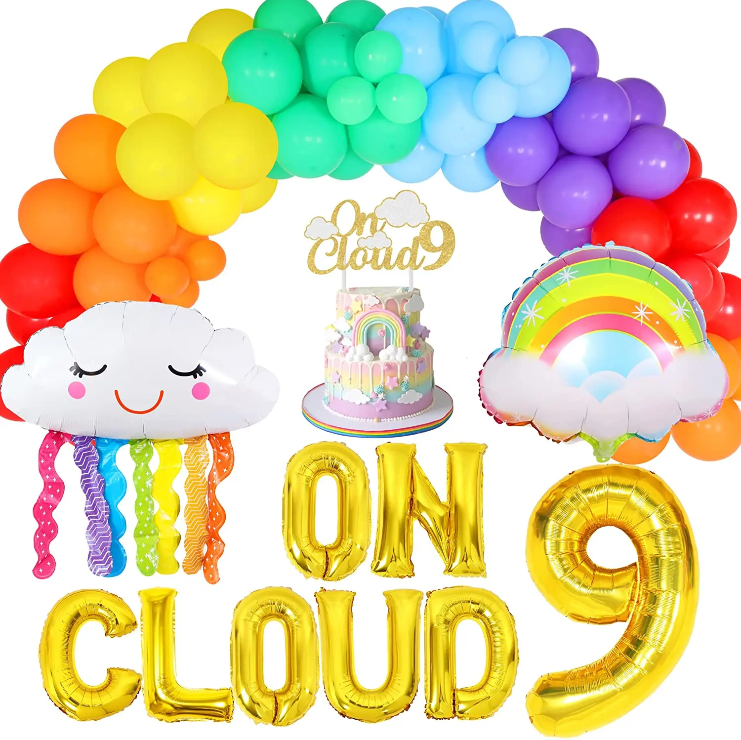 

Украшения для дня рождения Rainbow on Cloud 9 для девочек