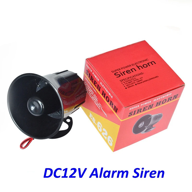 Weatherproof Alarm Siren: 6 to 12V DC, 120 dB Decibels, Indoor/Outdoor,  Pivot/Swivel, 4 in Ht