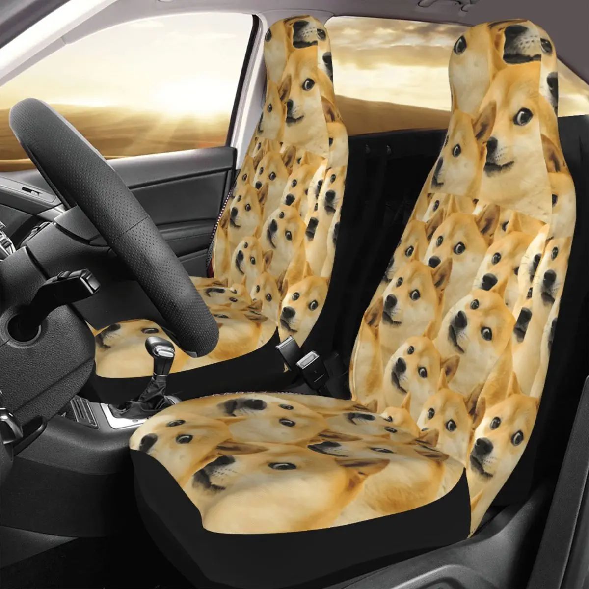 

Doge WOW Pattern Shiba Inu Doggo Dog Meme Car Seat Cover Custom Printing Universal Front Protector Accessories Cushion Set