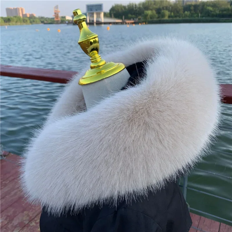 New Faux Fox Fur Collar Winter Women Fake Fur Scarf Shawls for Coat Warmer Decor Furry Hood Trims Parkas Jacket Fur Scarves