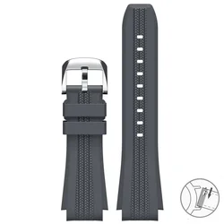 Curved End Rubber Strap - 20mm Quick Release Sport Waterproof Replacement Watch Band - 20mm (Grey silver)