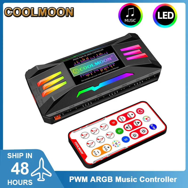 

4-in-1 PWM Temperature Control Hub ARGB AURA Sync HUB PC Case Fan Music Remote Controller Splitter PC Modding Accessories