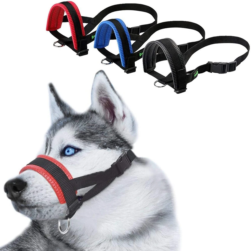 Soft Nylon Dog Muzzle Anti Barking Training Pet Mouth Mask Harness For