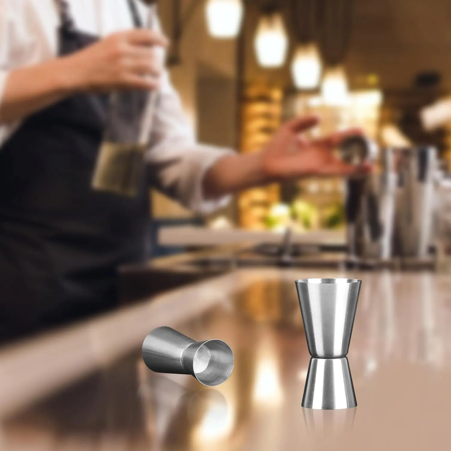 Description Picture 6 of itemStainless Steel Cocktail Shaker Measure Cup Dual Shot Drink Spirit Measure Jigger Kitchen Bar Party Drinks DIY Tools