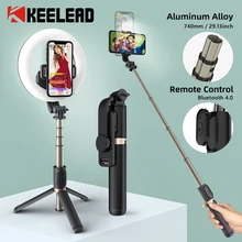 Foldable Selfie Stick Tripod with Bluetooth Remote Ring Fill Light Aluminum Alloy Rod for Mobile Huawei Xiaomi iPhone Cell Phone