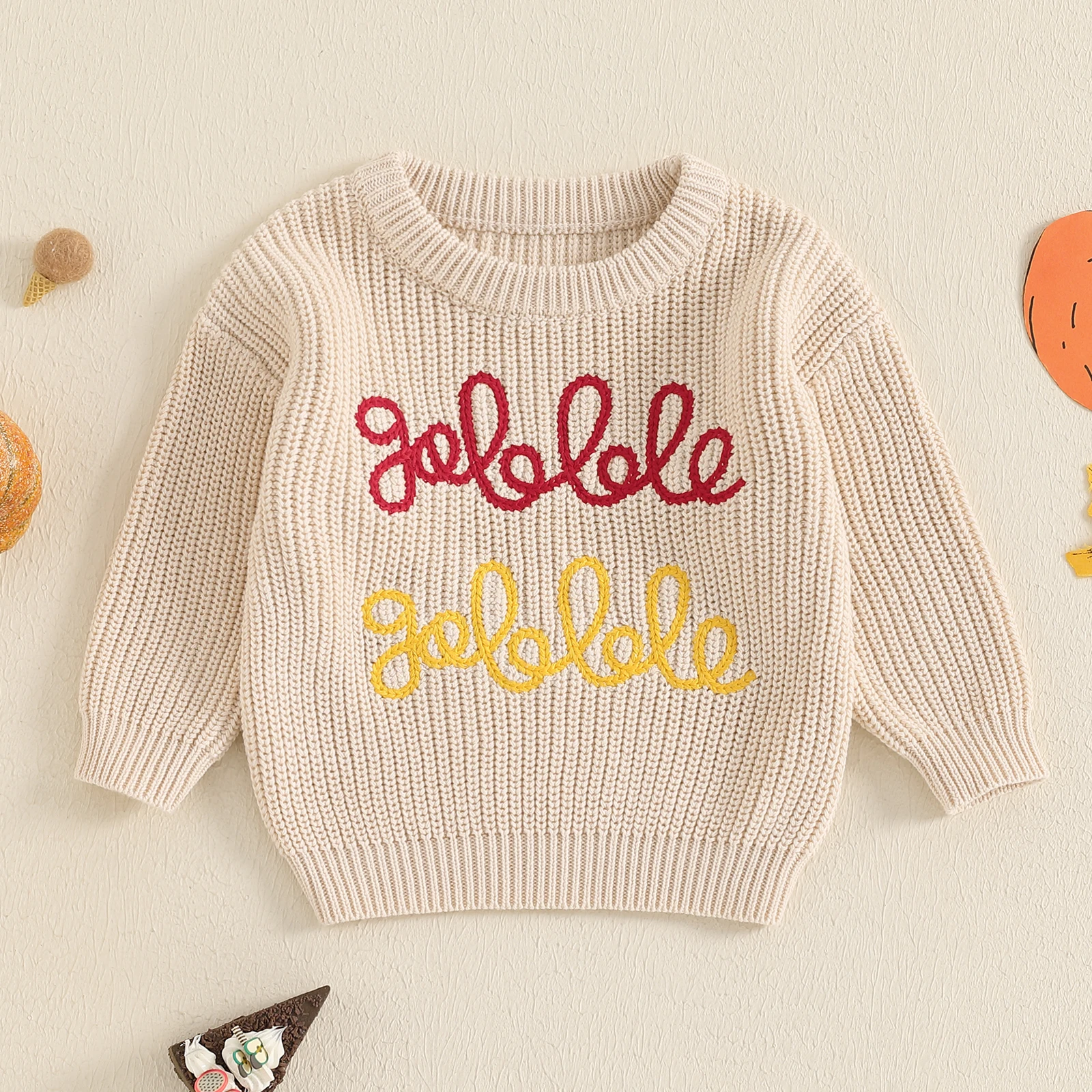 Autumn Thanksgiving Day Infant Baby Boys Girls Sweaters Long Sleeve Letter Embroidery Knit Tops Sweatshirts Clothes