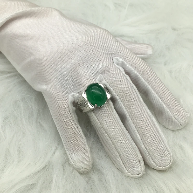 HuiSept Women Men Ring 925 Silver Jewelry with Emerald Zircon