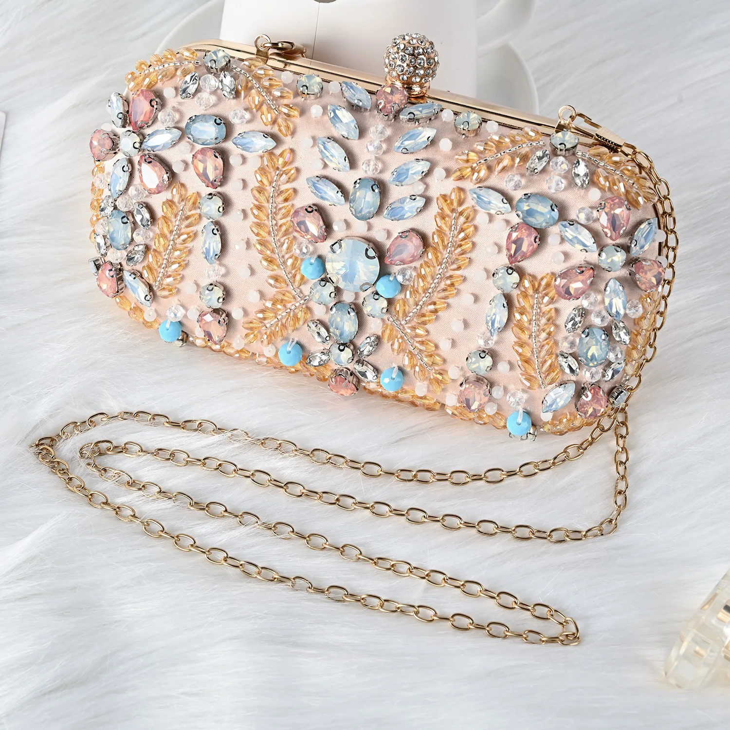 New Women Diamond Flowers Evening Clutch Bags Wedding Dinner Wallets With Chain Party Banquet Purse Drop Shipping