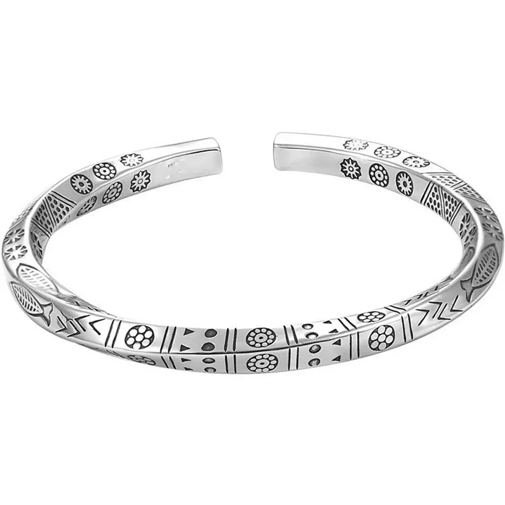 ALIZERO 925 فضة الرجال سوار مفتوح البوهيمي Möbius...