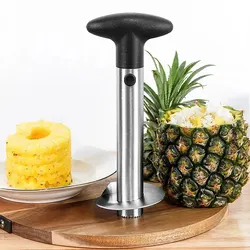 Spot Stainless Steel Pineapple Corer and Slicer - Efficient Fruit Cutter and Peeler Kitchen Gadget with Quick Delivery (Black)
