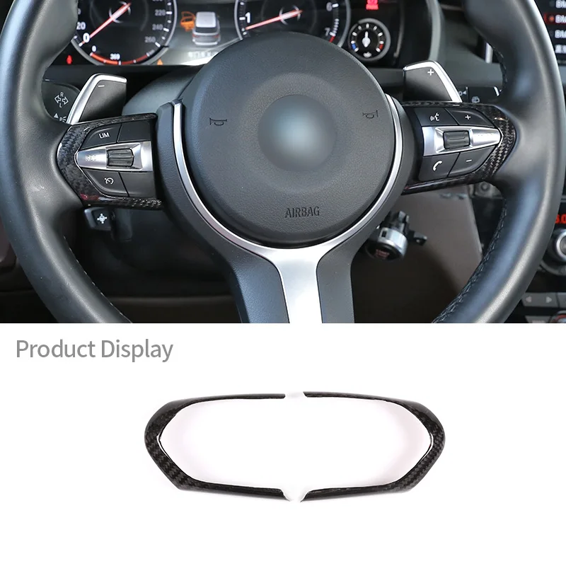 

For BMW F20 F22 F21 F30 F32 F33 F36 F06 F12 F13 X5 F15 X6 F16 M-Sport Real Carbon Fiber Car Steering Wheel Button Frame Trim
