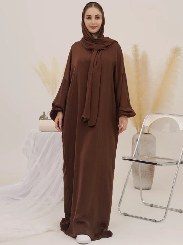 Muslim Abaya with Attached Scarf Hooded Prayer Hijab Dress One Piece Jilbabs for Women Dubai Turkey Ramadan Islamic Clothing
