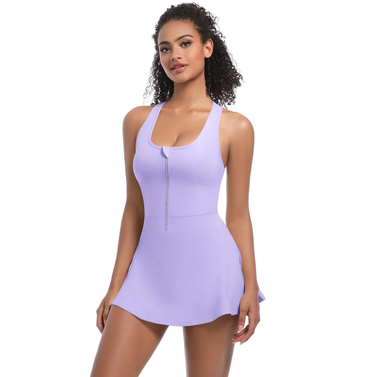 2025 New Nude Feel Anti-exposure Basic Sports Dress Outdoor Running Jumpsuit Fitness Yoga Tennis Skirt