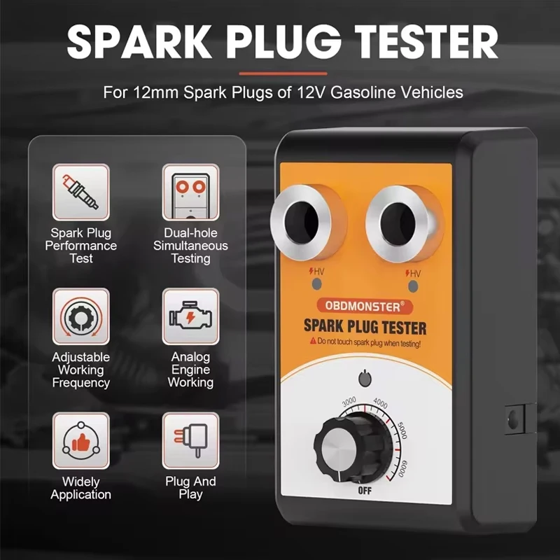 Automobile Spark Plug Tester Double Hole 0-6000rpm Working Frequency 12V Car Engine Ignition Coil Tester Diagnostic Tool