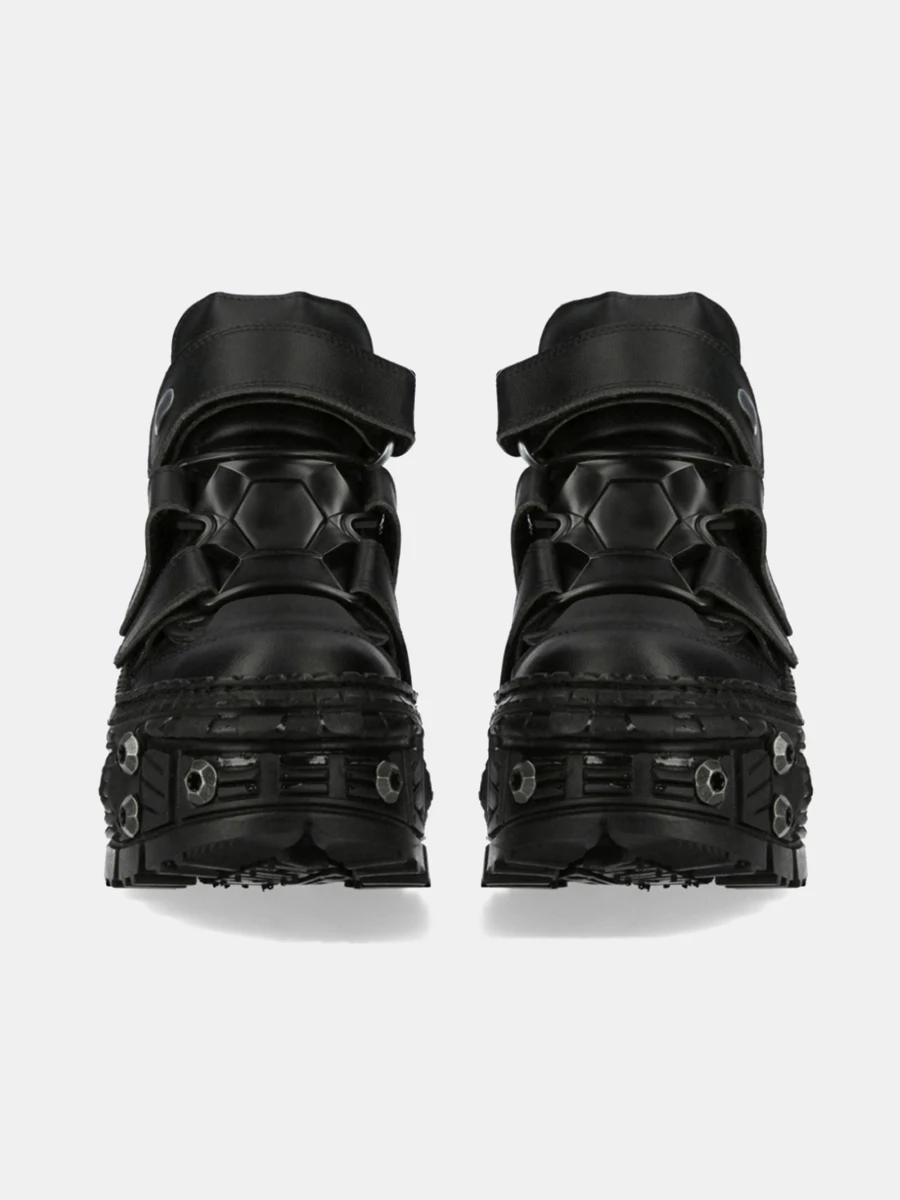 2024 Retro Tank Bottom Dark Punk Muffin Bottom Leather Metal High-Top Shoes Men and Women Same Style Platform Street Style Pumps