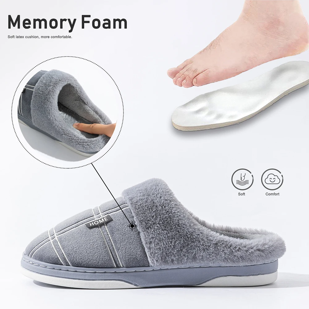 Men's Plaid Warm & Soft Non-Slip House Slippers with Sturdy Sole