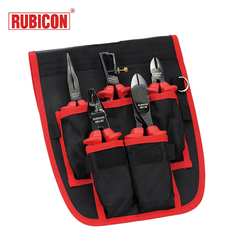 

RUBICON Japan Tool 5 Pieces VDE Insulated Pliers Set with Bag for Electrician Work NO.REV-05A