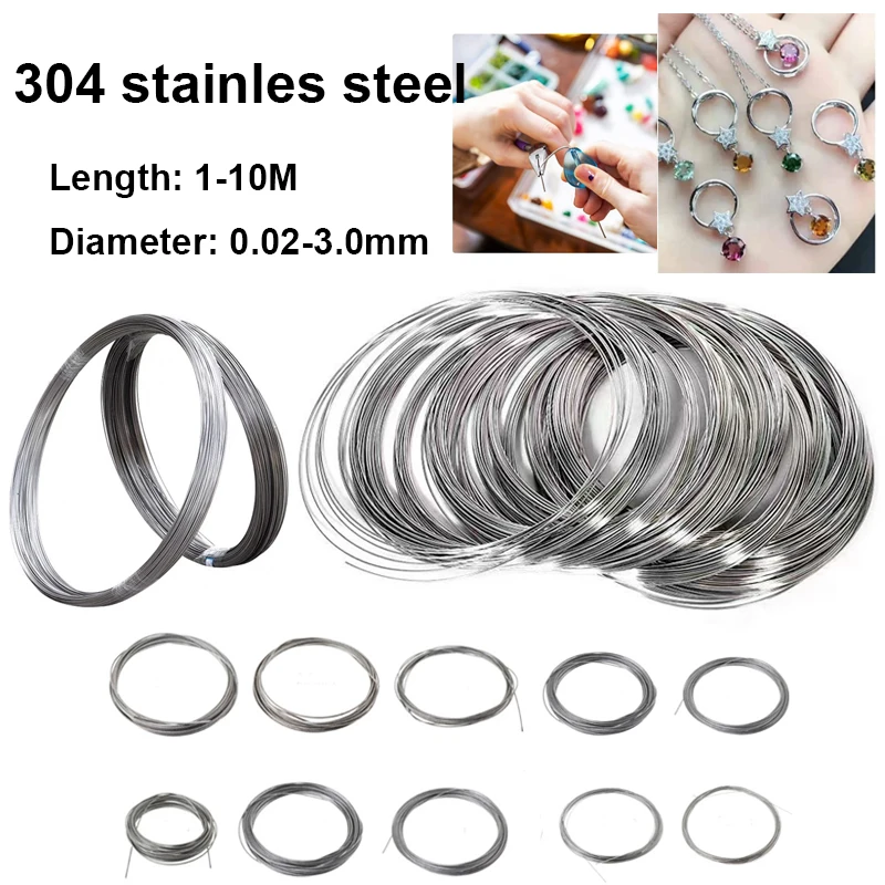 5/10/50/100 meter stainless steel wire diameter 0.02mm-3mm 304 stainless steel wire single bright used for jewelry production