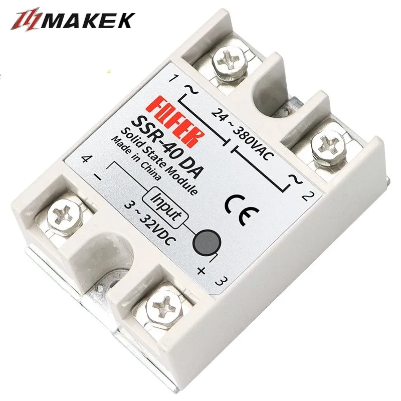 

1pcs SSR-40DA 10DA 25DA 40DA 50DA 60DA 70DA 80DA 100DA Solid State Relay Module 3-32V DC Input 24-380VAC 10A-100A