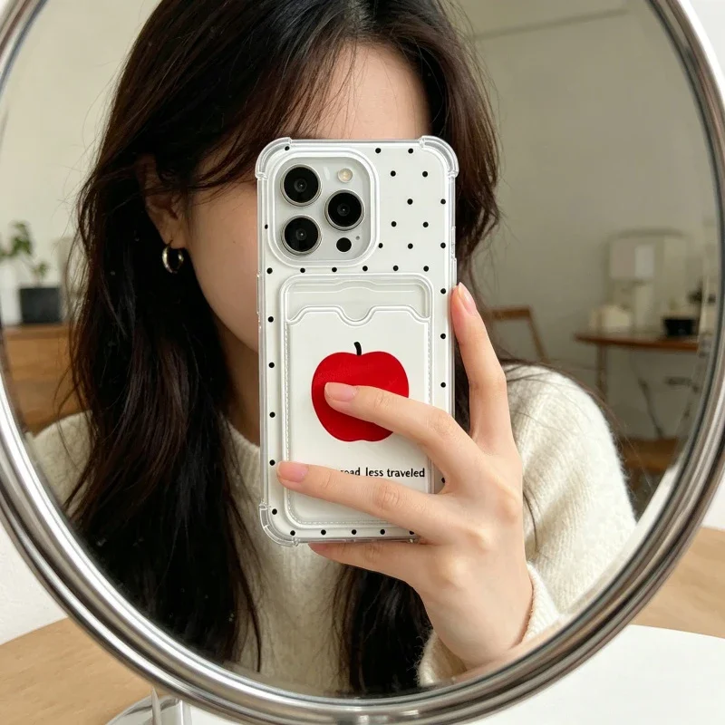 Korean Polka Dots Clear Wallet Phone Case