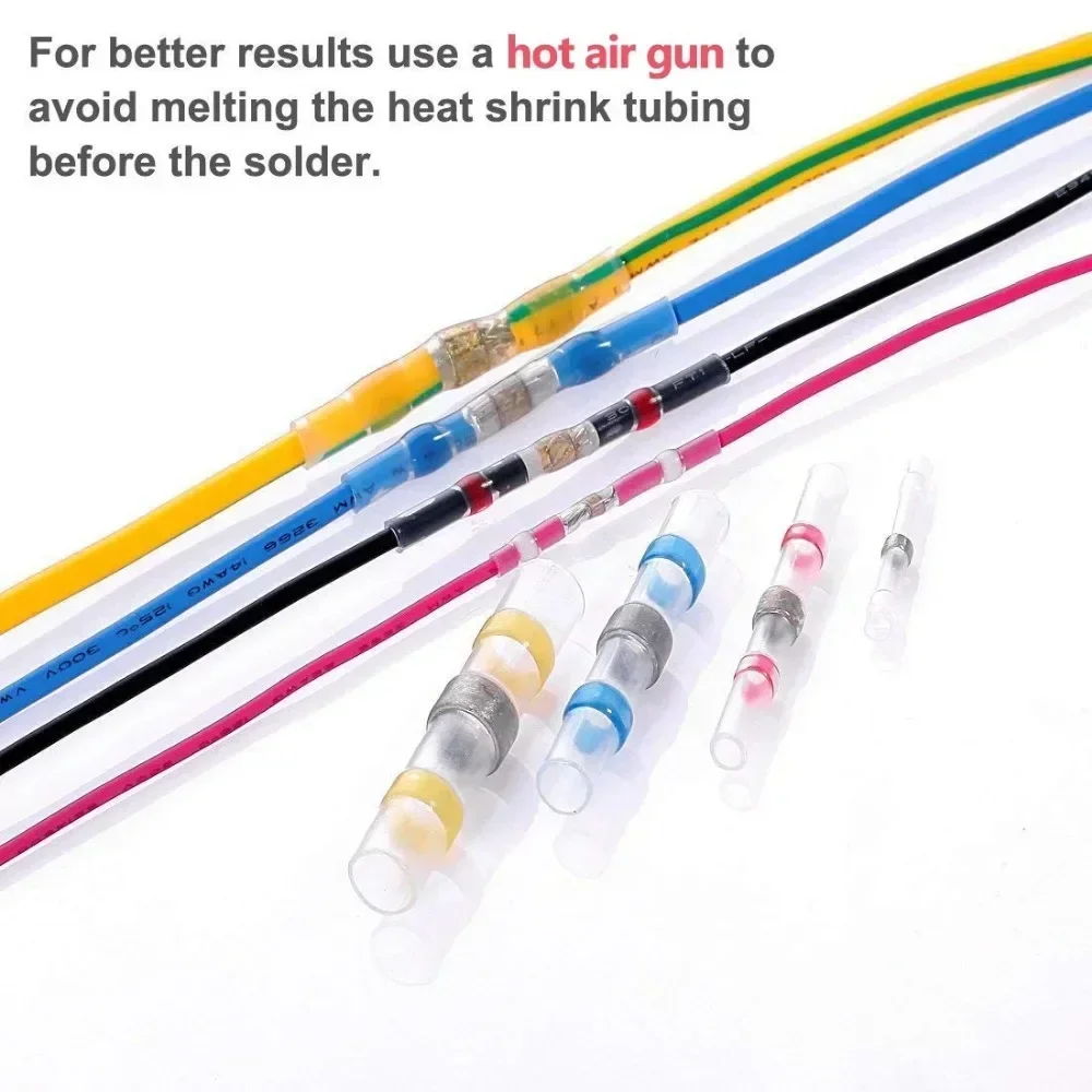 50/100PCS Waterproof Heat Shrink Connect Terminals Insulated Electrical Wire Terminals Butt Splice Connector Sleeve