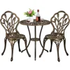 Patio Bistro Sets 3 Piece, Outdoor Rust-Resistant Cast Aluminum Garden Table and Chairs, Bronze 1