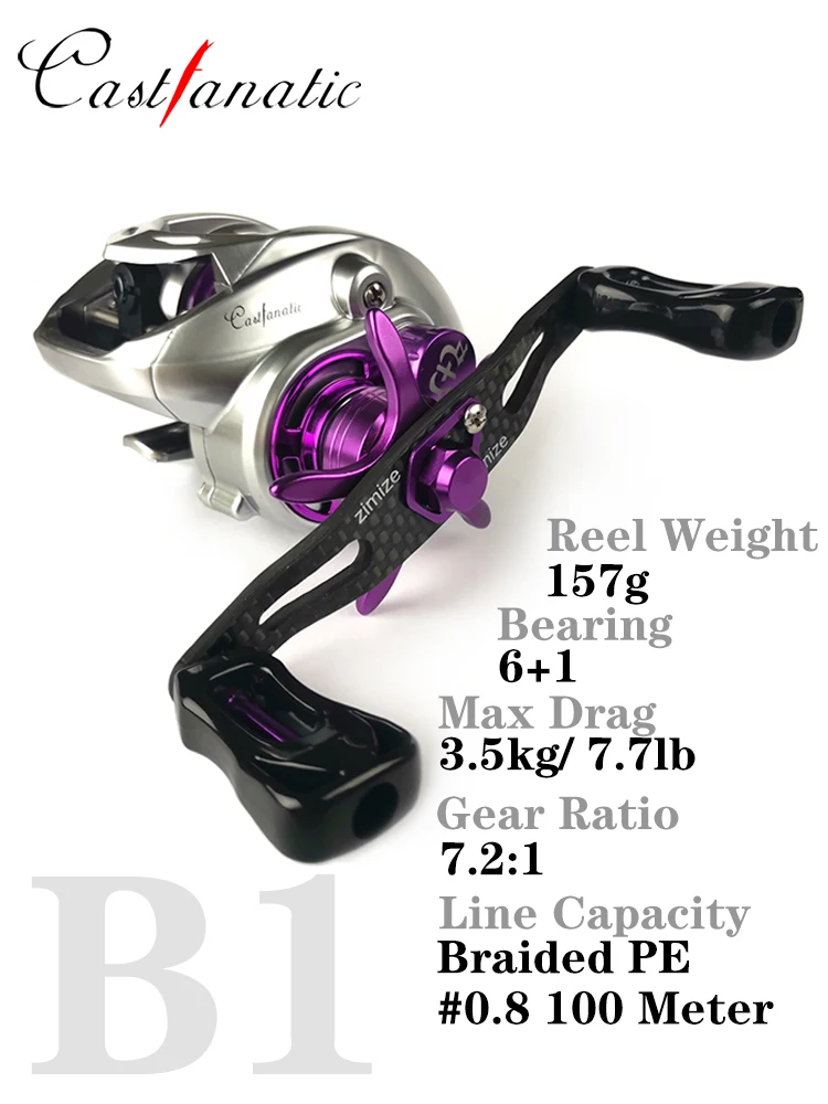 CASTFANATIC B1 BFS Baitcasting Reel 158g Fishing Reel Ultralight 6.3g Spool  Bait Casting Coil For Crappie Trout Bass Fishing