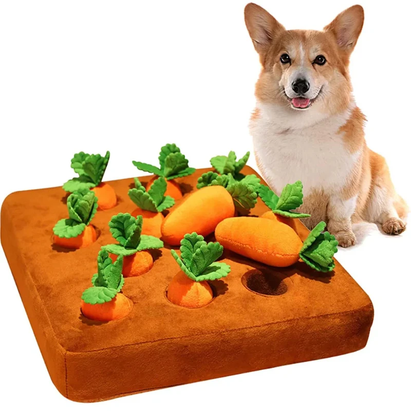 

12 Plush Carrots Enrichment Dog Puzzle Toys Hide and Seek Carrot Farm Dog Toys Carrot Patch Dog Snuffle Toy for Puppy Large Dogs