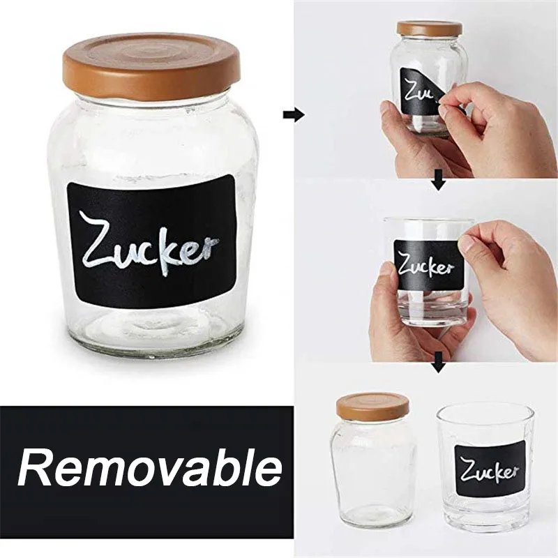 Chalkboard Labels with Erasable Chalk Marker Pen - Reusable Removable  Waterproof Dishwasher Safe