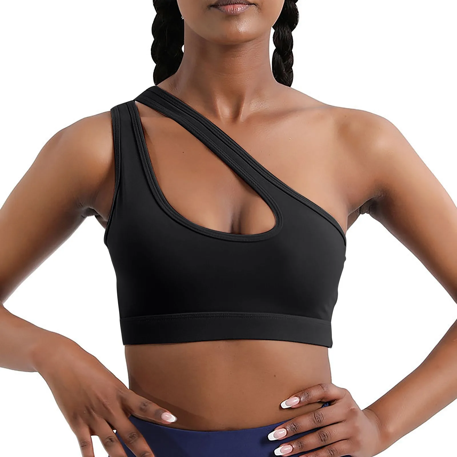 

Ladies Sports Vest Tops Solid Color One Shoulder Sports Shockproof Tops High Intensity Sports Tight Beautiful Back Bra Vest