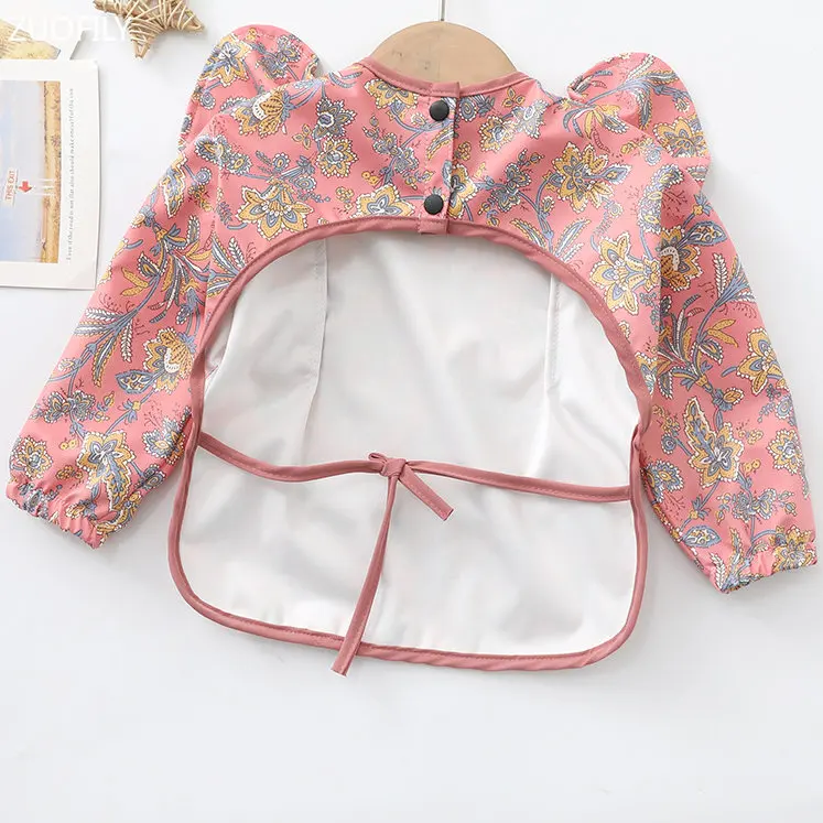 Baby Soft Waterproof Bib Little Boy Girl Painting Smock Child Meal Eating Apron with Long Sleeves Kid Adjustable Feeding Bibs 6