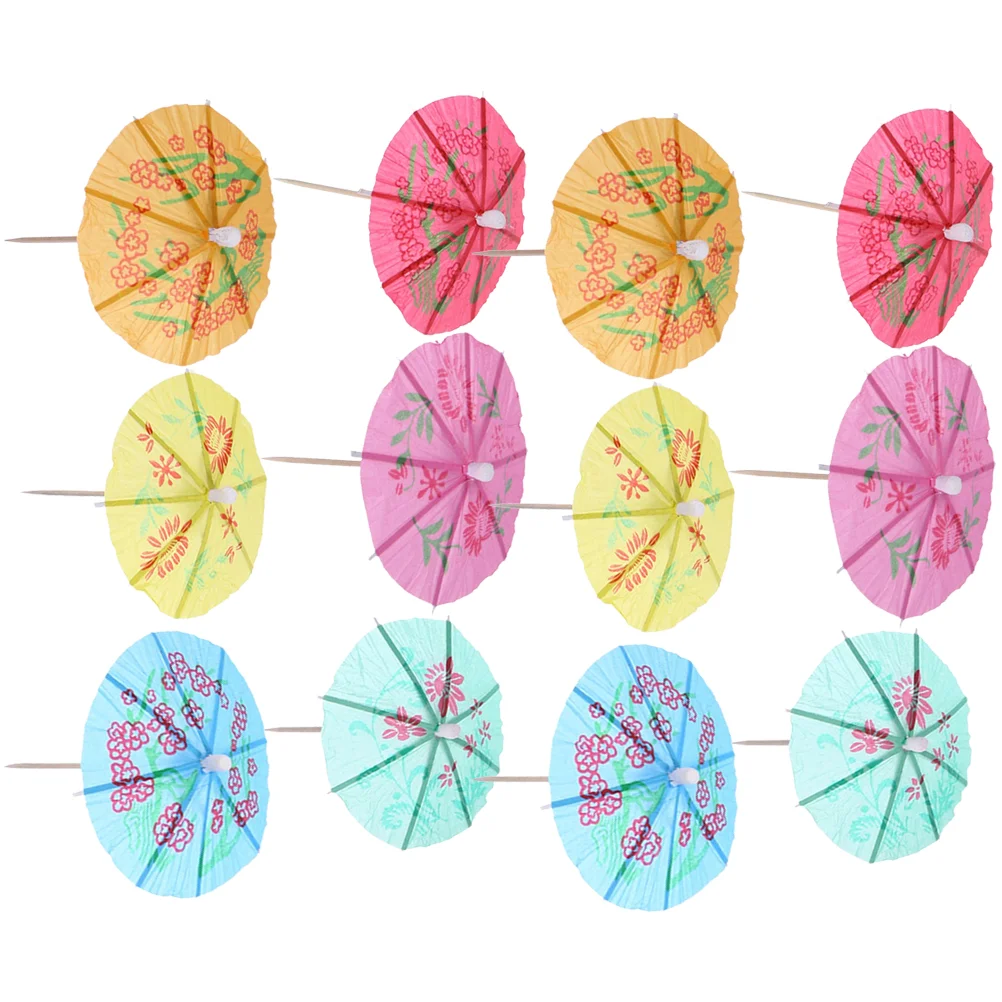 

144 Pcs Drink Umbrellas Fruit Summer Party Supplies Parasol Picks for Drinks Wooden