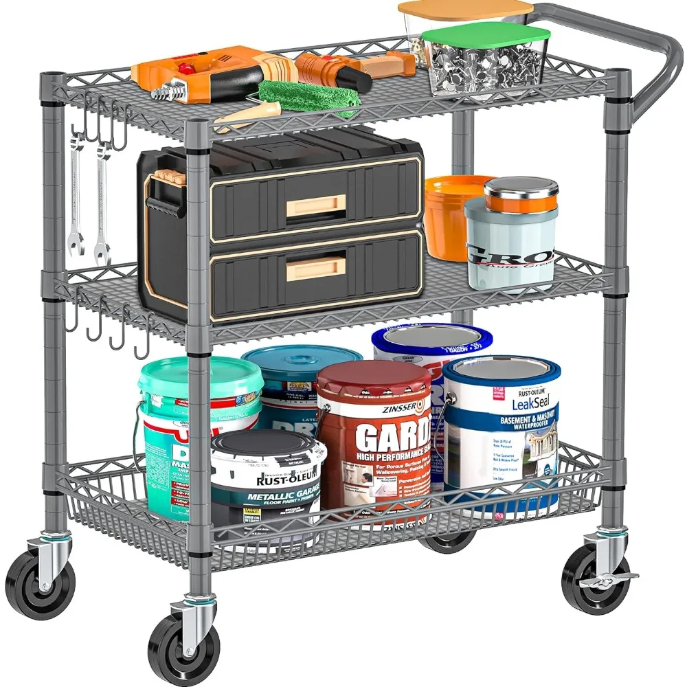 Auxiliary Cart With Wheels Kitchen Islands 3 Tier Rolling Cart Heavy Duty Kitchen and Storage Organizer Trolley Storages Home