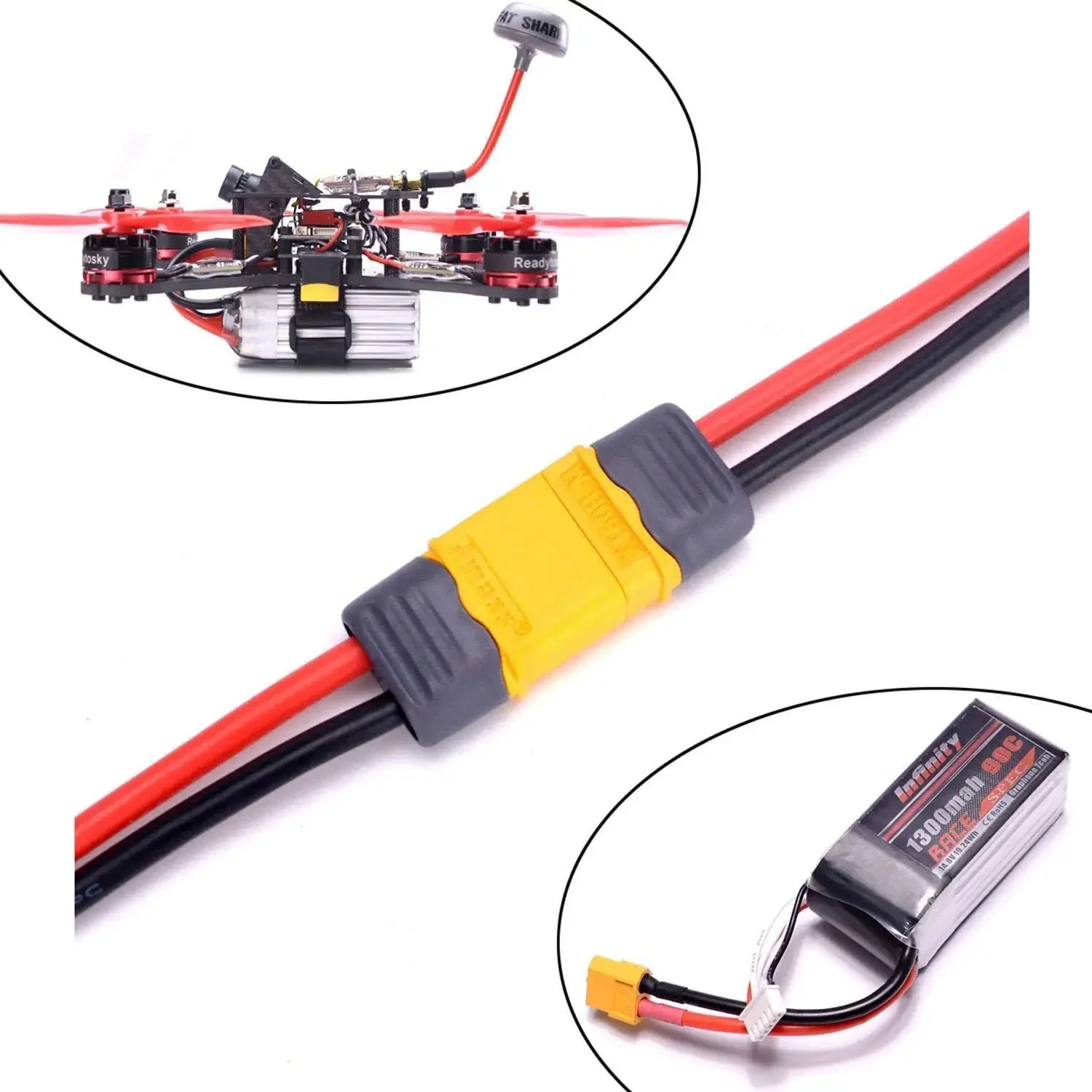 XT60커넥터 남성 및 여성 플러그(10cm14AWG 실리콘 케이블 포함) 원격 제어 항공기 쿼드콥터용 배터리 ESC FPV 드론