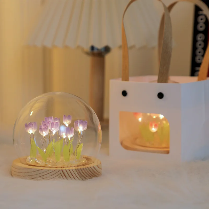 

DIY Creative Art Tulip Night Light LED Decorative Beautiful Table Lamp For Bedroom Couple Romantic Atmosphere Gadget Gift
